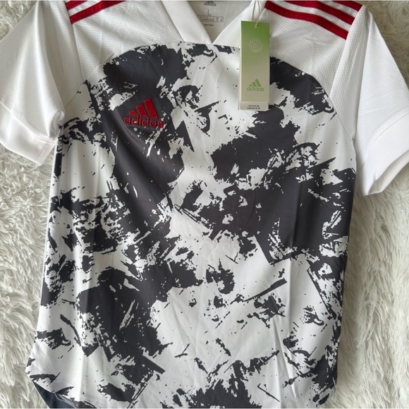 adidas Other - Adidas Black and White Splatter Jersey with Red Accents